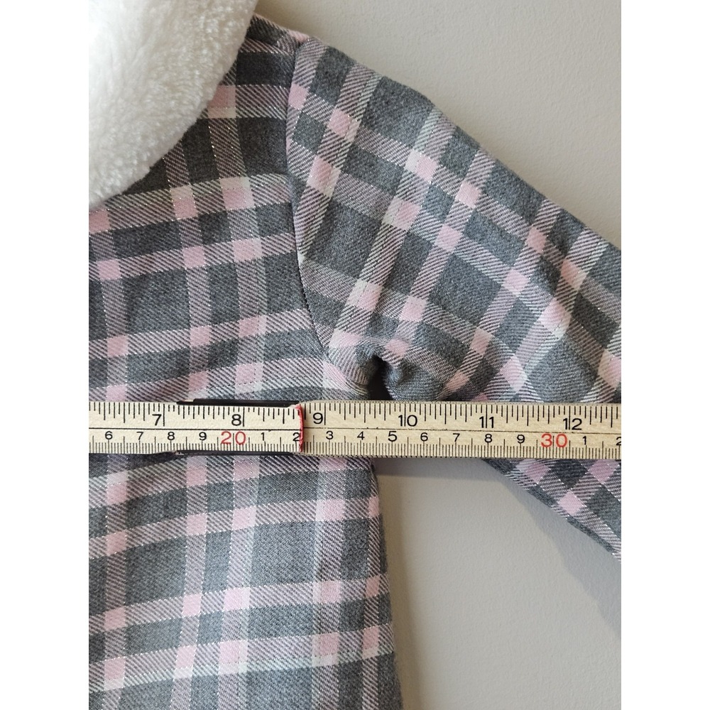 Sweet Heart Rose Baby Girl Lightweight Plaid Coat Faux‎ Fur Gray Pink 12M - Picture 6 of 7